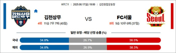 8월 17일 K리그1 김천상무 vs FC서울