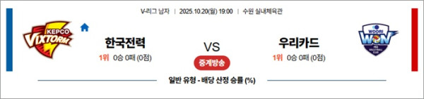 10월 20일 KOVO남 한국전력 vs 우리카드