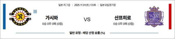 11월 01일 일리그컵 가시와 vs 산프히로