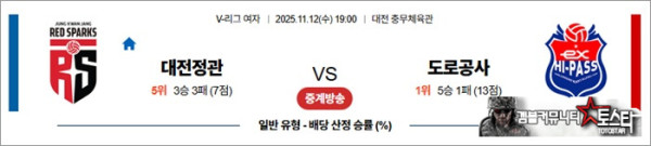 11월 12일 KOVO여 대전정관 vs 도로공사